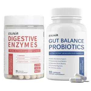 ESUNM Digestive Enzymes 60ct & Probiotics 100 Billion CFU Bundle for Gut Health Relief from Bloating Gas Natural Remedies Dietary Supplement - Bathroom