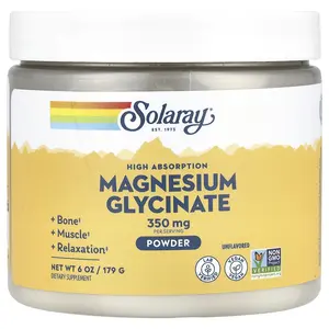 Solaray High Absorption Magnesium Glycinate Powder, Unflavored, 6 oz (179 g)