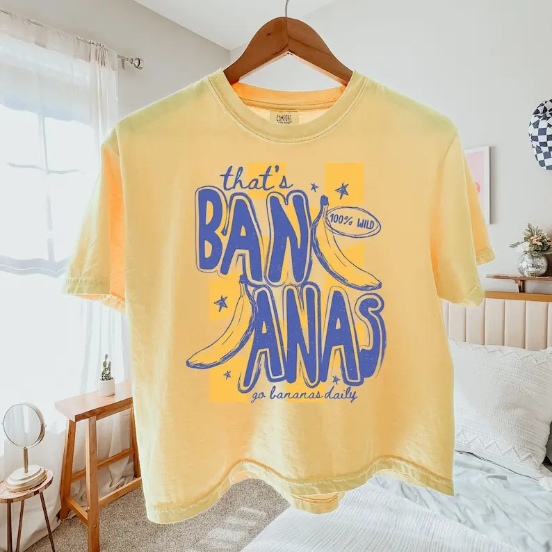 That's Bananas Crop Top Boxy: Summer Fruit Shirt, Comfort Colors Cropped Tshirt, Fruit Pun Shirt, Banana Graphic Tee, Fruit Graphic Tee, Gifts