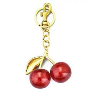 Cute Cherry Design Sparkly Bag Charm, Fashionable BagKeychain for Women & Girls, Trendy All-match & ExquisiteBag Charm for Birthday Gift, Purse Accessories