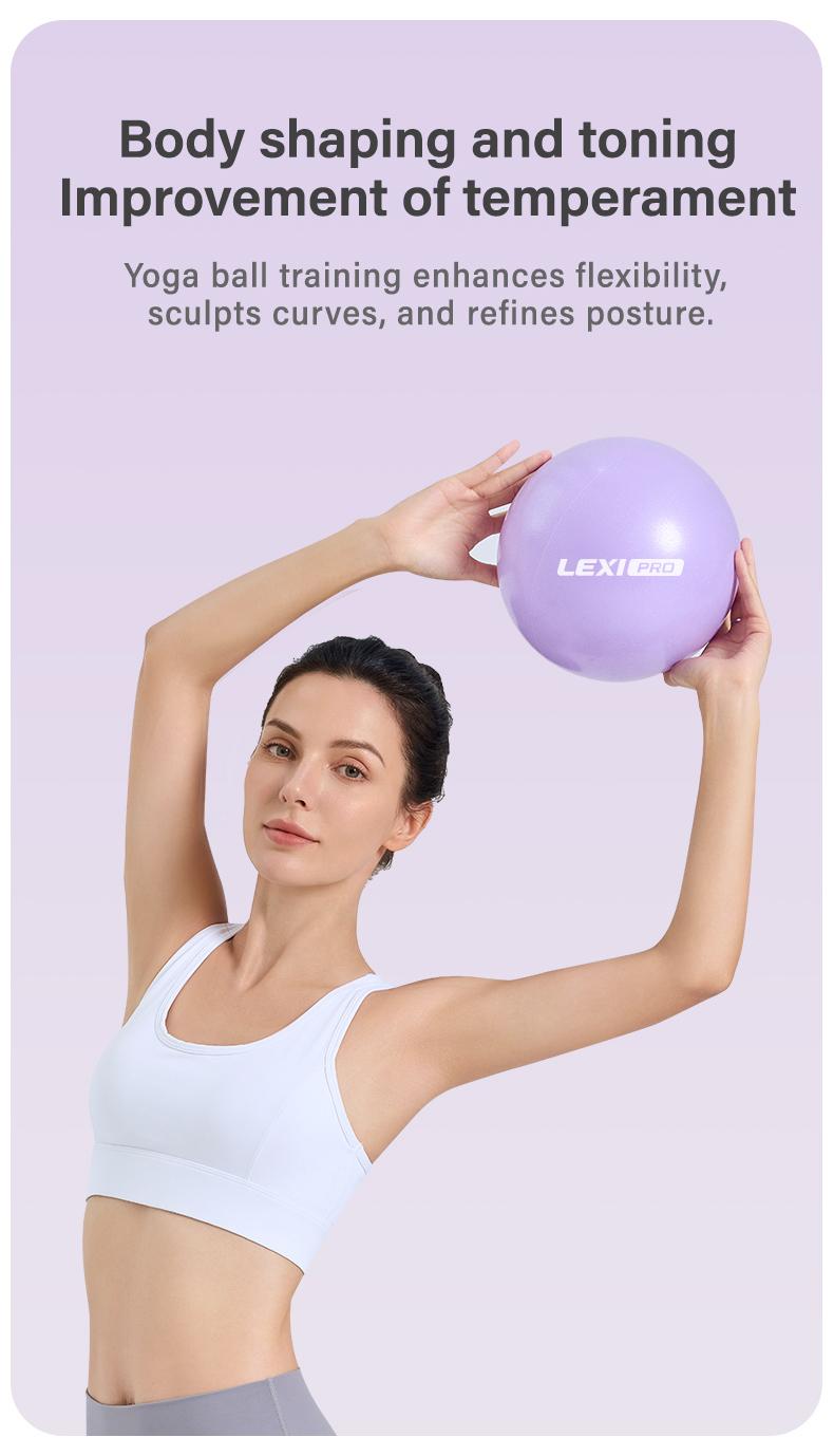 LEXI Small Exercise Ball for Pilates Yoga and Barre Workout Anti Burst Mini Stability Ball for Core Balance Training and Back Support Exercise