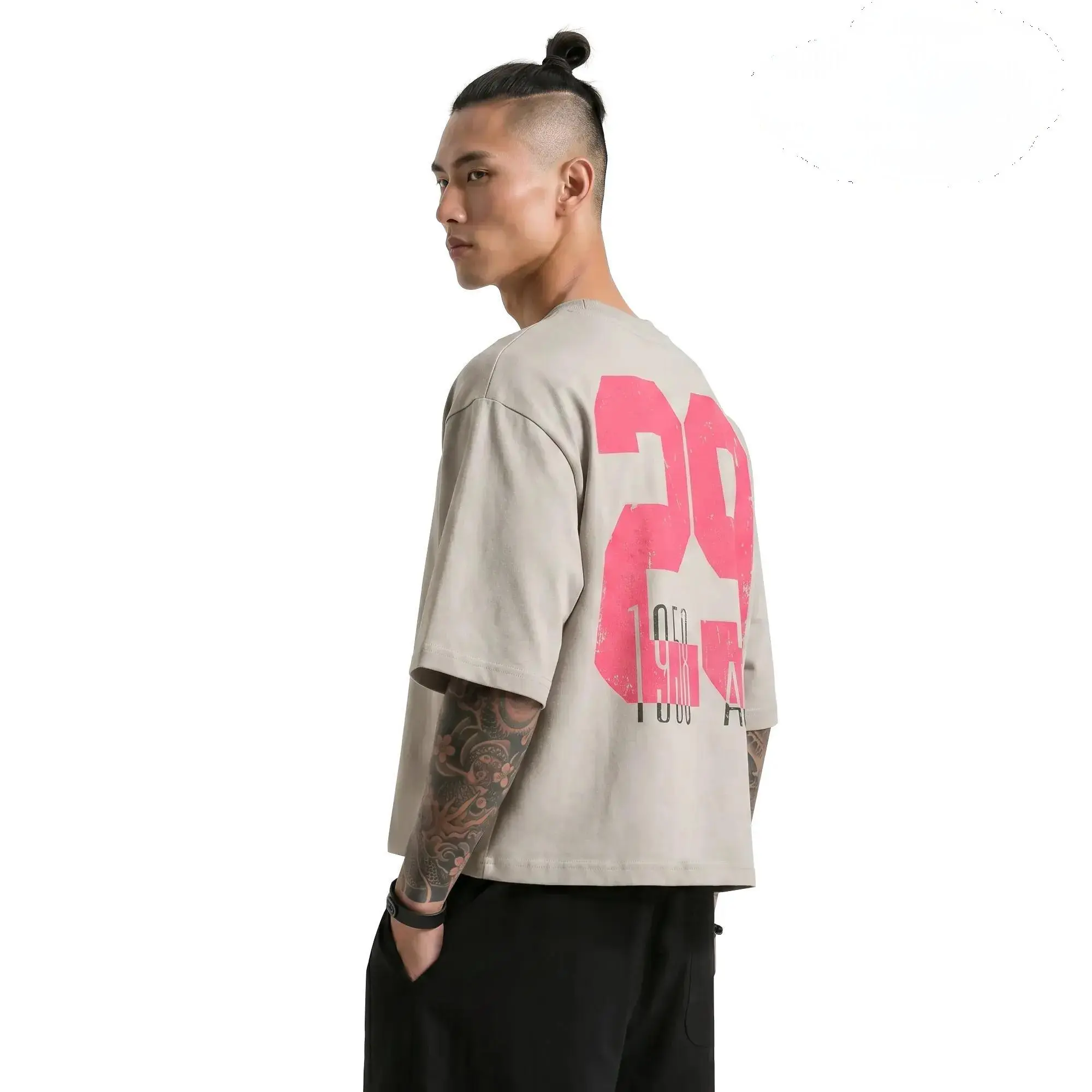 MeJend 12oz Max Heavyweight Cropped Tee - 100% Cotton Boxy Graphic T-Shirt, Thick Structured Streetwear Crewneck, Gym Workout Pump Cover & Casual Gifts for Men