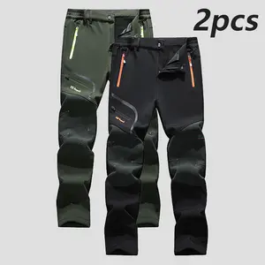 Insulated Waterproof Thermal Hiking Pants，FallFreshness Men’s Winter Pants Fleece-Lined Ski/Snow Pants Water-Resistant with 4 Zippered Pockets Outdoor Work Pants for Skiing Snowboarding Menswear Sweatpants