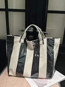 Elegant Fashion Striped Women's Shoulder Tote Bag, Modern Urban Style, Fashionable Patterned Bag, Perfect for Shopping, Dating, Commuting, Business Travel