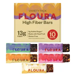 Floura Variety Pack FiberCrush Bar  10-Pack - 13g Fiber, Fruit-Forward, Gluten-Free, Snack for Wellness On-The-Go