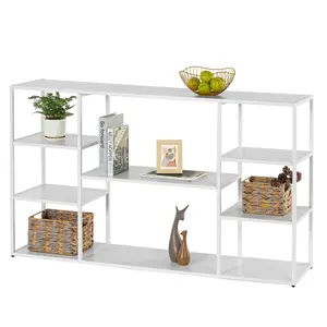 55 Inch Console Table,Narrow Entryway Table,4 Tier Metal Hallway Table