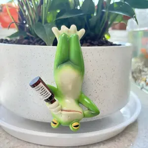 Hand-Painted Resin Frog Figurine with Fins & Eyes, Unique Wall Decor for Home Garden Office Fish Tank Christmas Thanksgiving