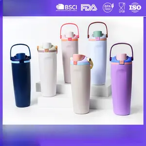 Portable stainless steel Bingba cup 30oz car children's fruit cup thermal insulation direct drinking bouncing cup sports thermos cup