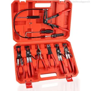 9PCS Hose Clamp Pliers, Long Reach Hose Clamp Tool Remover for Water Hose and Automotive Coolant Radiator Heater with Flexible Wire Long Reach Hose Clamp and Flat Band PliersFFLimitlessApparel3LumièreNoire16