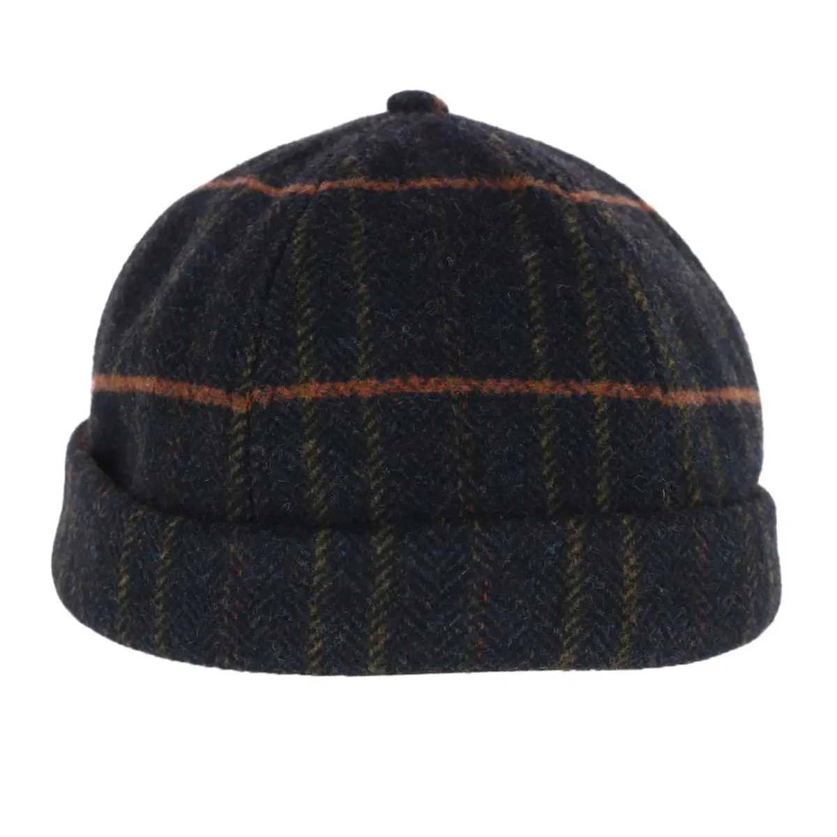 Epoch Hats Company Men's Plaid Retro Rolled Cuff Fisherman Wool Cap, Du Rags