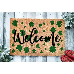 Doormat Welcome Shamrock - St. Patrick's Day L Housewarming Gift - Funny Doormat L Closing Gift - Welcome Doormat - Front Door Mat 1625zz - Made in Florida