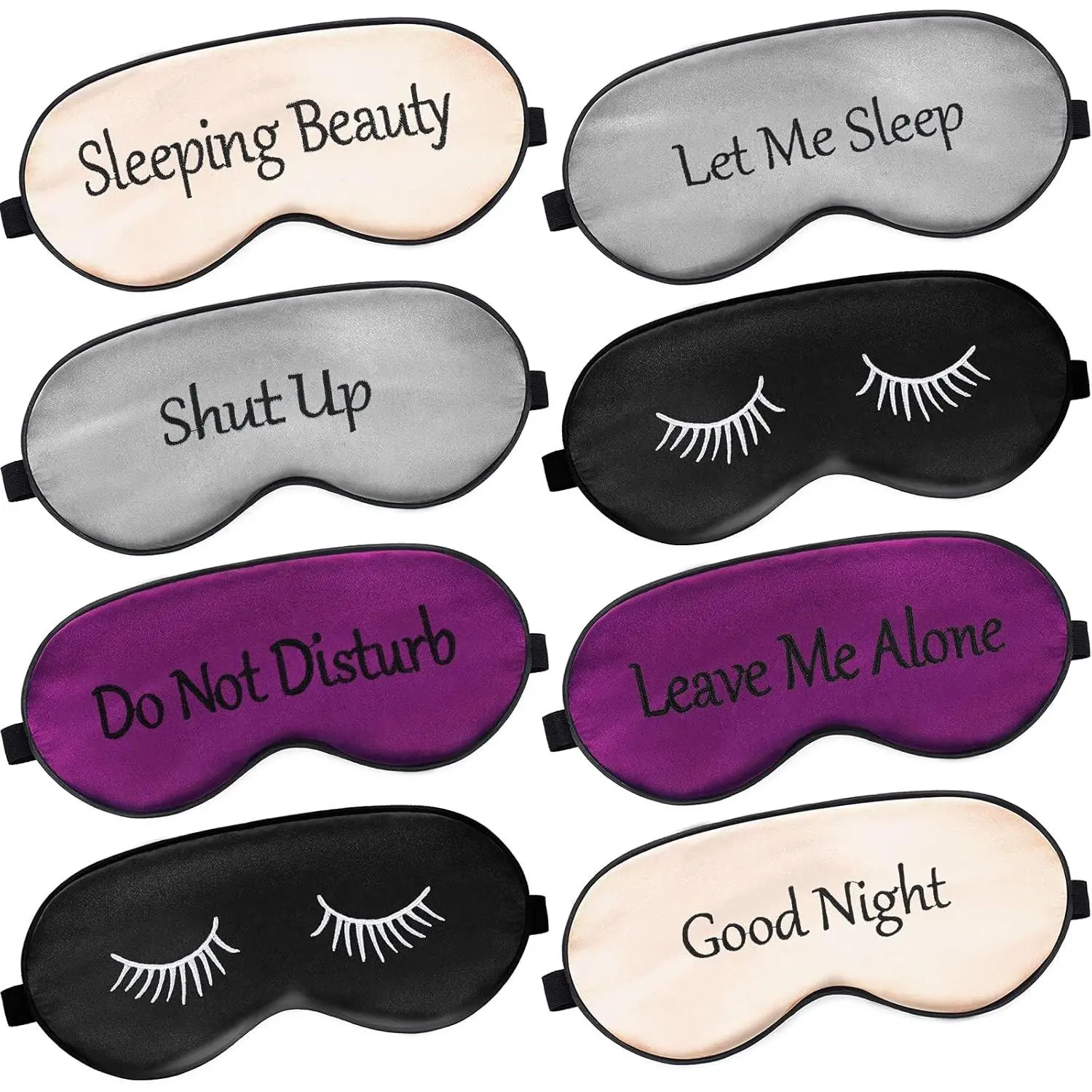 BY-EM098 8 Pieces Sleep Mask Silk Eye Mask with Adjustable Strap Soft Blackout Blindfold Eye Cover for Women Men Full Night's Sleep, Travel, Nap, Meditation(Fresh Colors)