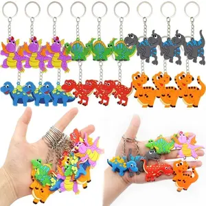 Colorful Cartoon Dinosaur Silicone Keychain Charms, Mixed Styles, 10-50 Pieces, Perfect for Birthday Party Wedding Guest Carnival Gifts