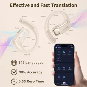 Monoise Translation Earbuds Smart Assistant with APP IPX5 Waterproof HlFl Sound Quality 92Db Suitable for Travel Business andLearning