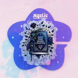 Just One More Chapter Phone Grip – Blue Floral Book Graphic Holder, Dark Academia Aesthetic, Cute Reading Gift for Bookworms & Fantasy Lovers.