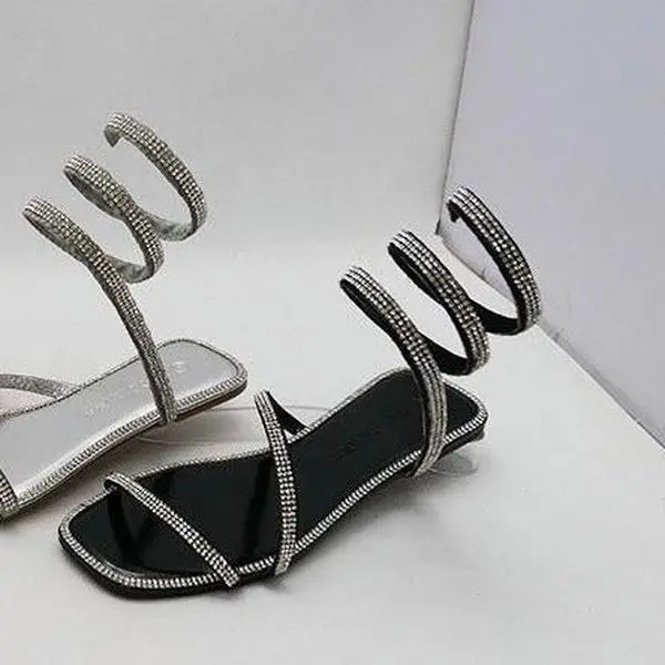 Daisy Coil Rhinestone Strap Sandals