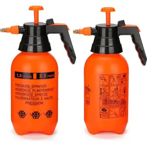 Pressurized Hand Sprayer - Multi-Purpose Garden Sprayer Gallon with Adjustable Nozzle (1L-Orange)