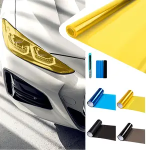 12×60 Inch Car Headlight Tint Film,Self-Adhesive Tail Light Tint Film Kit with Squeegee & Cutter,Universal Taillight Tints Films Automotive Exterior Accessories for Car Fog