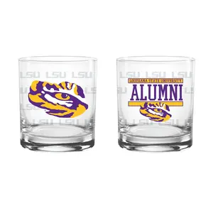 Set of 2 LSU Tigers 14oz Alumni Rocks Glasses