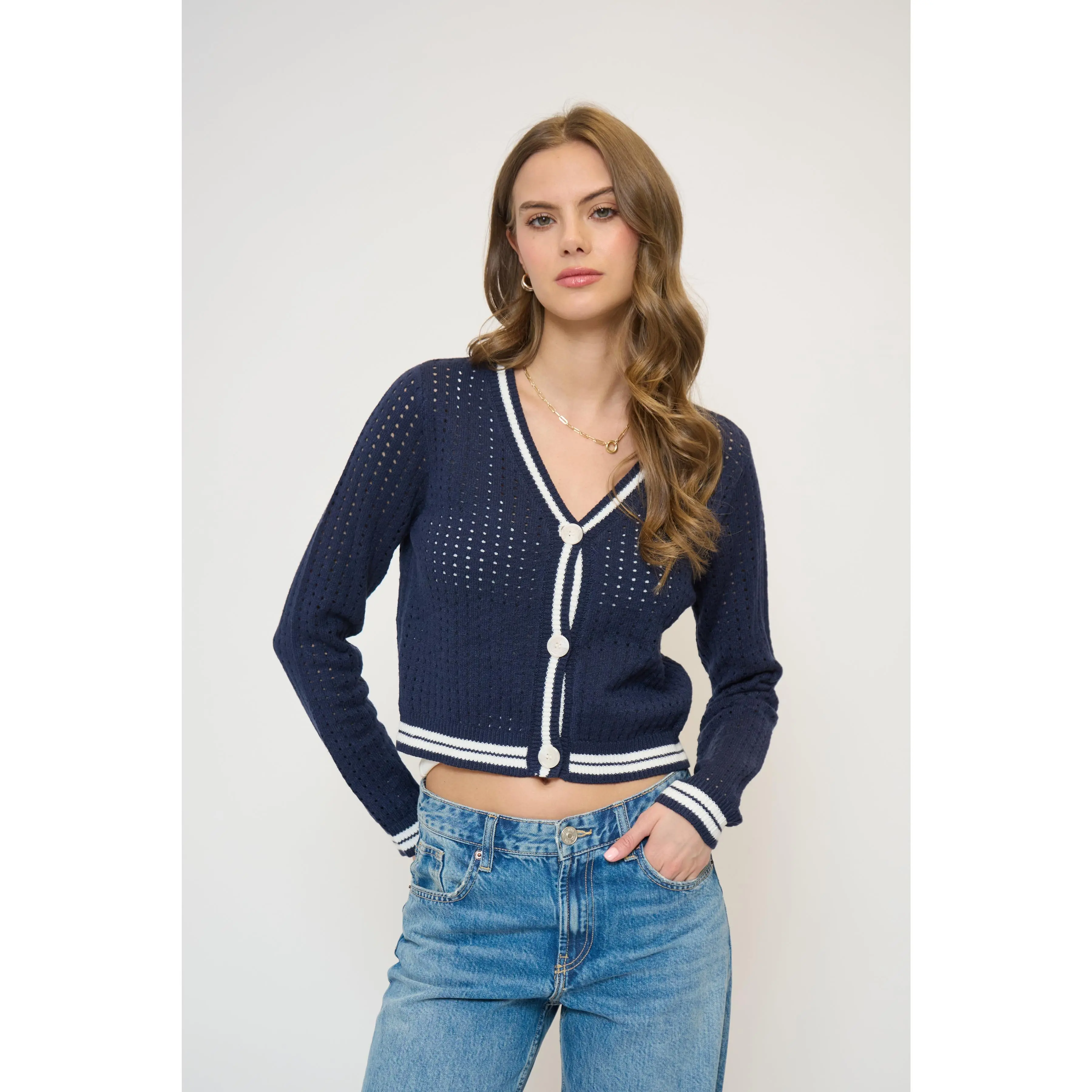 Franki Varsity Mesh Cardigan