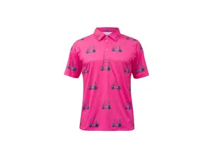 Power Golf Pink Print Polo shirt Cart Logo PGA Men style 2018 Casual