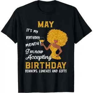 100% Cotton It’s My Birthday Shirt Black Women May Taurus Gemini Gifts T-Shirt
