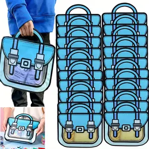 20 Pack 7.87×7.48×2.36 inch Cartoon Backpack Goodie Storage Bags, Resealable Packaging Storage Bags Candy Bag Party Favor Kids Birthday Bags Pouch Organizer Waterproof Pouch Window Plastic Gift