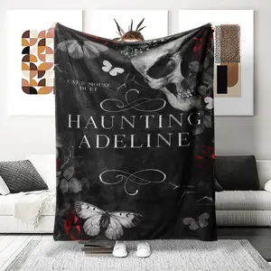 Haunted Adeline Gothic Horror Blanket, Soft Flannel With Skull & Butterflies, Perfect Gift For Gothic Fans,Flannel Throw, Soft Cozy, Lightweight Warm, Comfortable, Couch Bed Use, Home Decor, All Season, Gift Idea