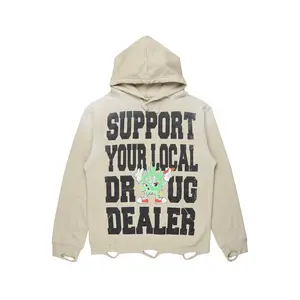 Tarl Beige Distressed Graphic Hoodie
