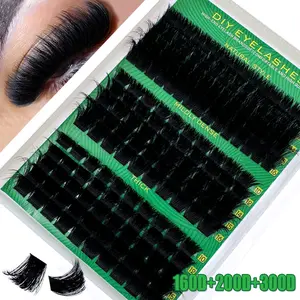 100D+120D+160D/160D+200D300D DIY False Eyelashes Kit, Fluffy 245pc/205pcs Mixed Lengths 10-16mm, D Curl 0.07mm Thickness, Synthetic Reusable & Lightweight Design for Daily Makeup Use