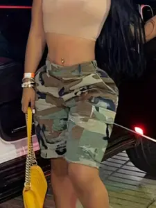 Summer Cross-Border Europe Us Women's New Fashion Camouflage Print Five-Pocket Shorts, Stylish and Unique Design