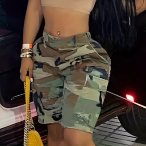 Women's New Fashion Camouflage Print Shorts, Stylish and Unique Design Summer Bottoms, Casual Fashionable Shorts, Casual Athletic Shorts, Casual Waist Shorts, Casual Loose Short