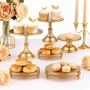 Luxury 6-Piece Elevated Dessert Stand Set - Golden High Cake Plates for Wedding Decor, Afternoon Tea Party, Elegant Snack Display