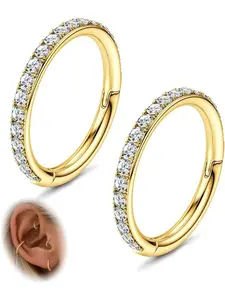 20g 18g 16g Cartilage Hoop Earring, 316L Stainless Steel Silver Color, Hypoallergenic Hinged Segment Rings, Septum Nose Hoops, Punk Style