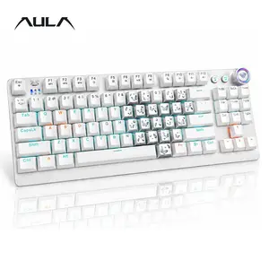 Aula F3009 Mechanical Keyboard, Wired/wireless Connectivity, RGB Backlight, Multi-Function Knobs, Gaming & Office, Windows/MAC/iOS Compatible