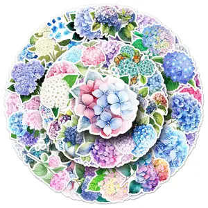 Hydrangea Flower Pattern Sticker, 100pcs/set Colorful Self Adhesive Decor Paper, Decor Sticker for Gift Greeting Card & Water Bottle & Laptop