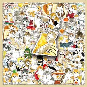 Cute Cat Pattern Sticker, 100pcs/set Self Adhesive Decorative Stickers, DIY Decals for Water Bottle, Laptop, Phone Case, Scrapbooking, Journal Making
