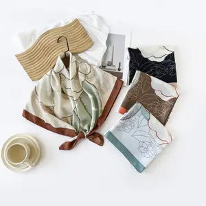 Silk scarf 90 silk square flower luxury design light shawl breathable scarf simple twill scarf