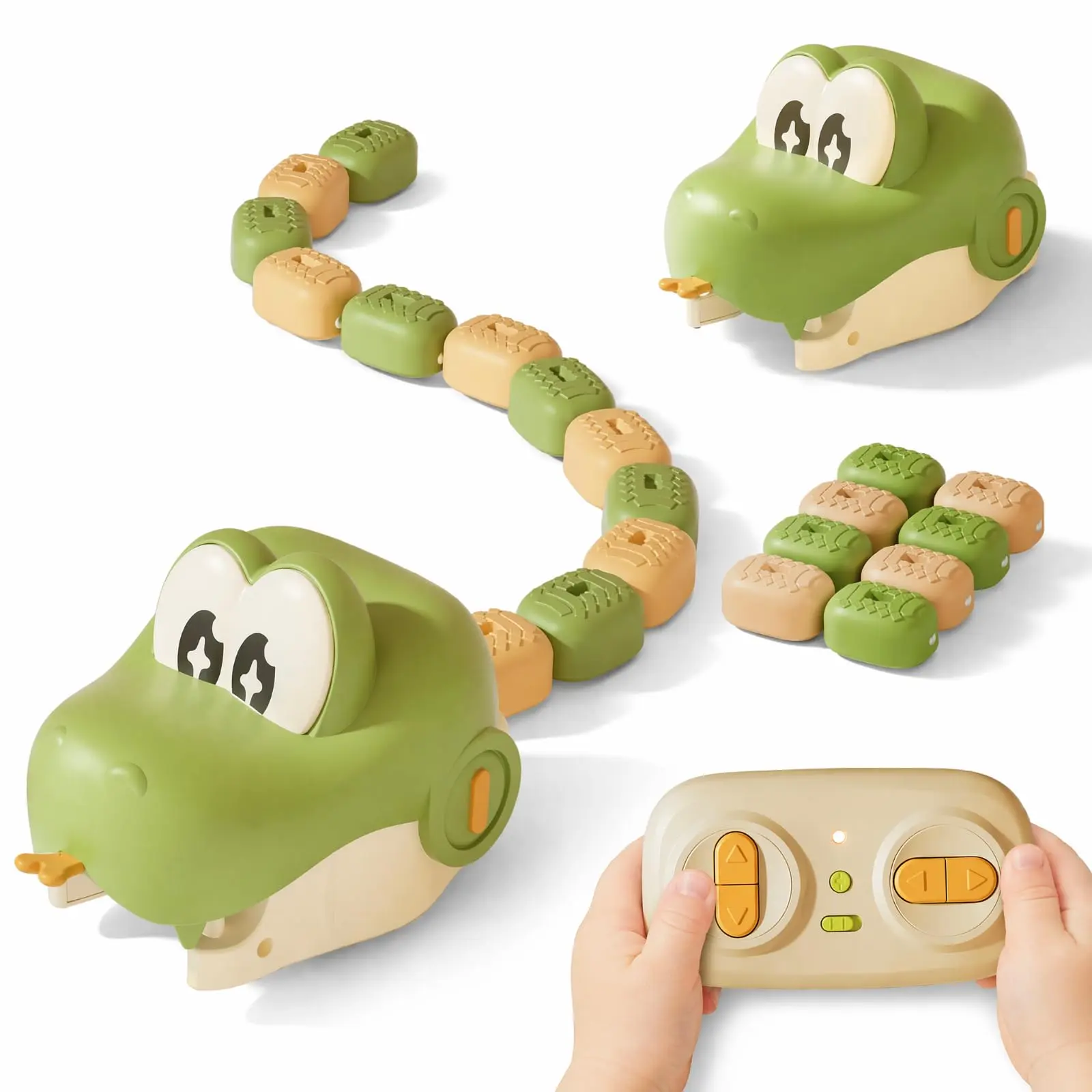 Magnetic Self-Devouring Snake Toy - Remote-Controlled Snake Shape Toy with Sound, Lights, USB Charger, ABS Plastic, Interactive Parent-Child Competitive Game for Boys/Girls