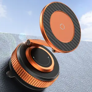 [US Stock] Carbon Fiber & Aluminum Alloy Grip Car Suction Phone Mount - 360°Adjustable, Foldable Magnetic Holder for Dashboard, Windshield, Compatible with iPhone 17/16/15/14/13/12 Series