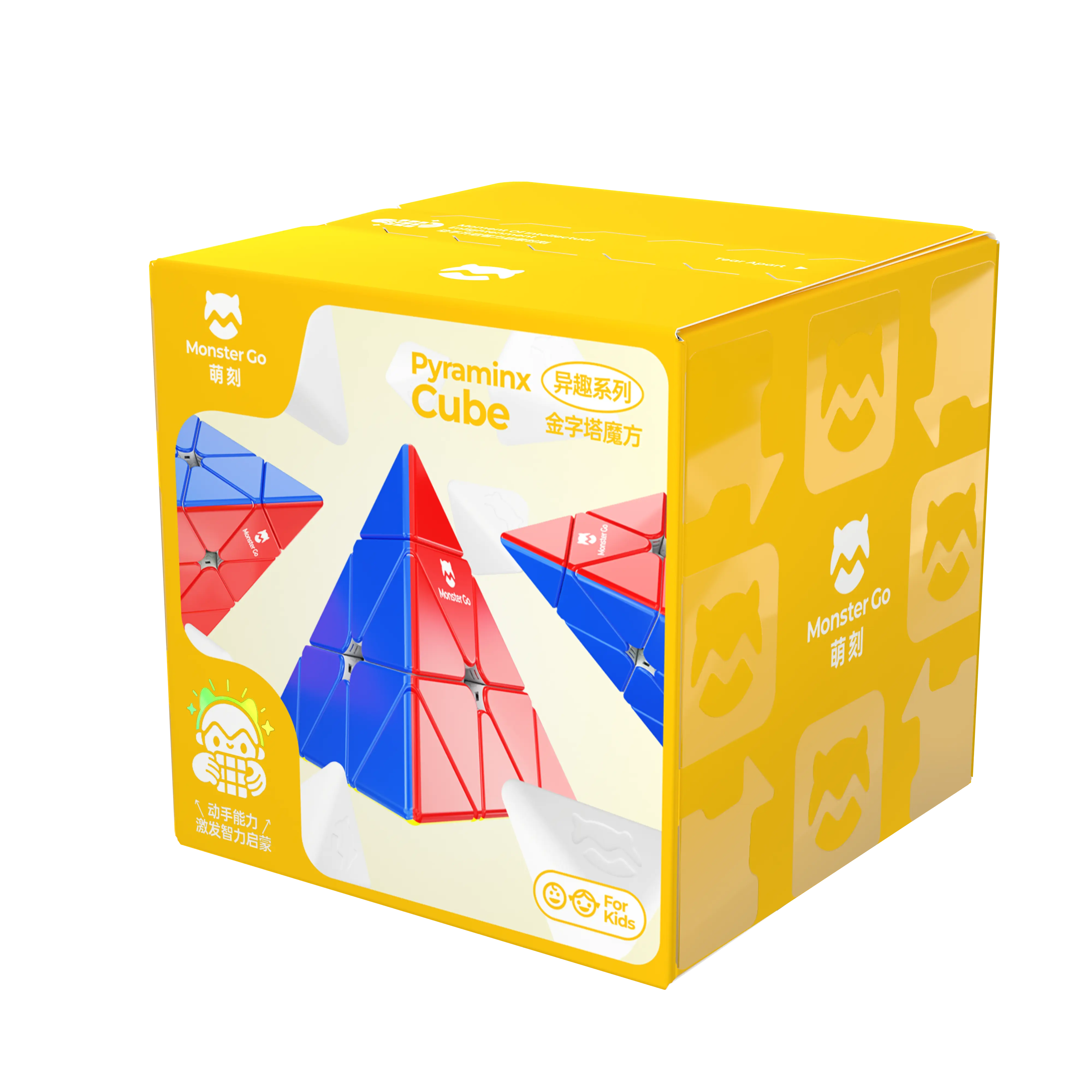 GAN Monster Go Pyraminx Cube MG Speed Pyramid Stickerless Triangle Cube Non Speed cube Plastic cube Gift Set Boys Girls Game Educational Multicoloured