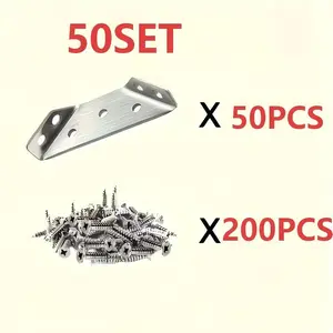 20 Sets Durable Sturdy Stainless Steel Corner Brackets, Metal Stands for Woodworking and Furniture Assembly, Multi-Functional Clamps for DIY Projects, Self Drilling Screws