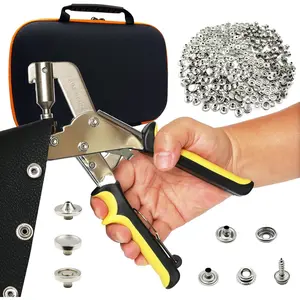 Snap Fastener Tool with Case & 100 Sets 15mm Stainless Steel Snaps, Heavy-Duty Snap Button Kit for Fabric/DIY Sewing/Leather/Boat Cover/Canvas/Tarps/Repairs