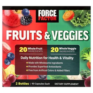Force Factor Fruits And Veggies, 2 Bottles, 90 Capsules Each