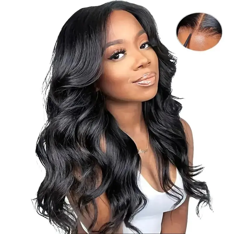 Daily Musts Body Wave Glueless Human Hair Wig - 7x4 Pre-Cut & Pre-Bleached Lace, Adjustable Fit, Undetectable Hairline, Natural Looking, YMSGIRL Hair