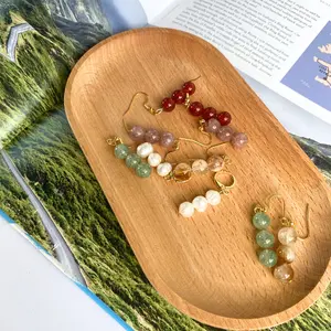 Gemstone Bead Dangle Earrings