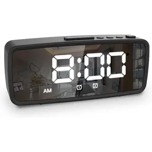 Small Alarm Clock, Digital Alarm Clocks for Bedrooms, with Adjustable Brightness LED Display, Snooze, Battery Operated, Electronic Clock for Shelf, Living Room, Office, Classroom wall Decor Set Luminous