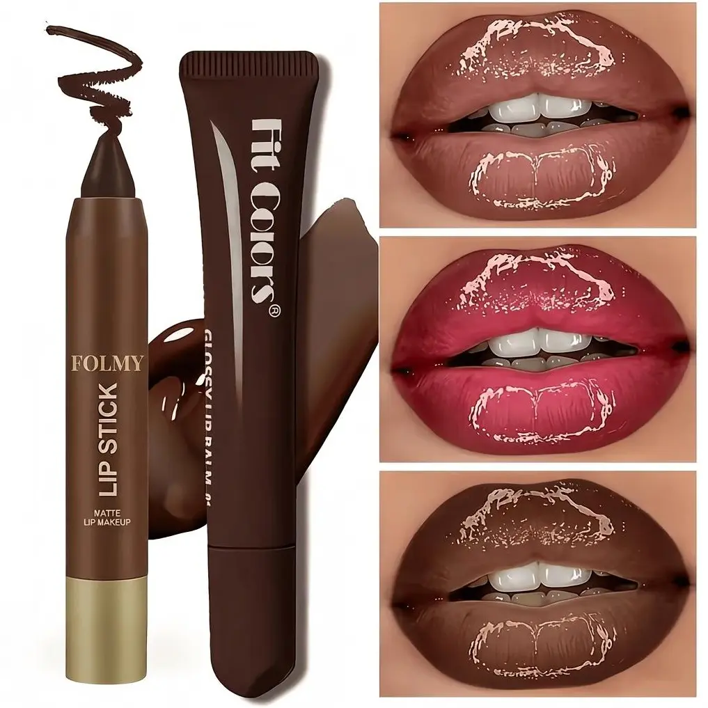Fit Colors Matte Lip Liner and Moisturizing Lip Oil Set, Precise Lip Liner, for Easy Lip Line Definition with a Natural Nude Glossy Finish, Perfect Holiday Gift