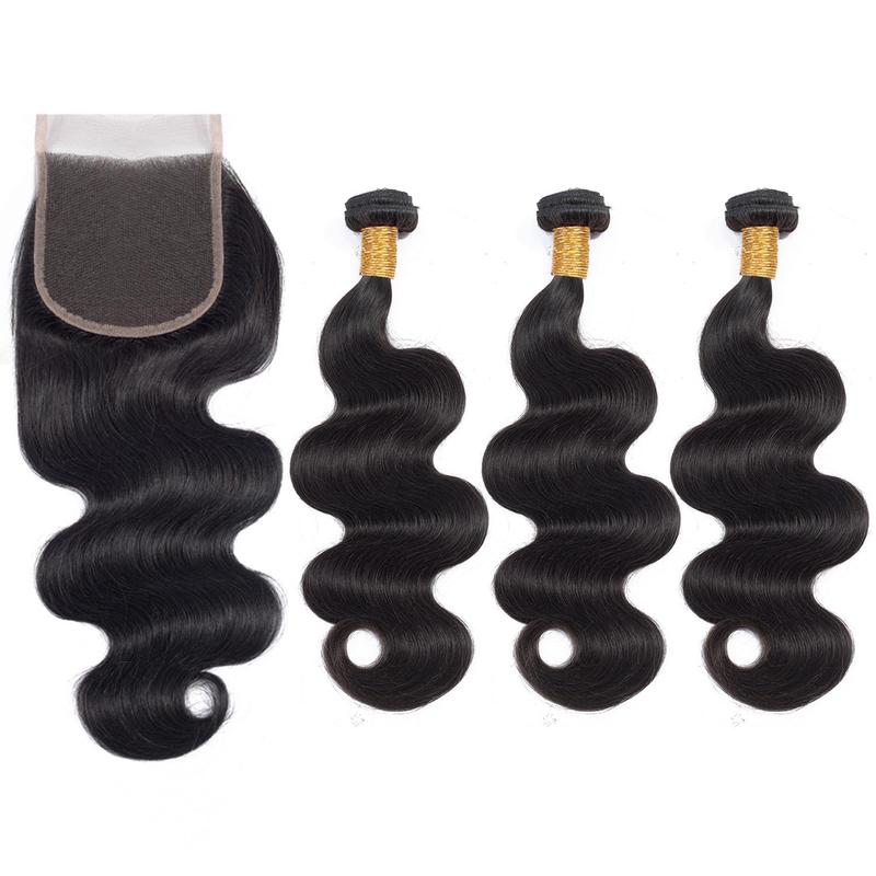 RIVERWOOD 4"x4" & 13"x4" & 13"x6" Lace Closure Body Deep STW 100% Remy Human Hair Natural Black Transparent Lace Free Part Hand Tied for Quality