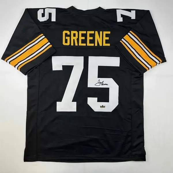 Facsimile Autographed Mean Joe Greene Pittsburgh Black Reprint Jersey